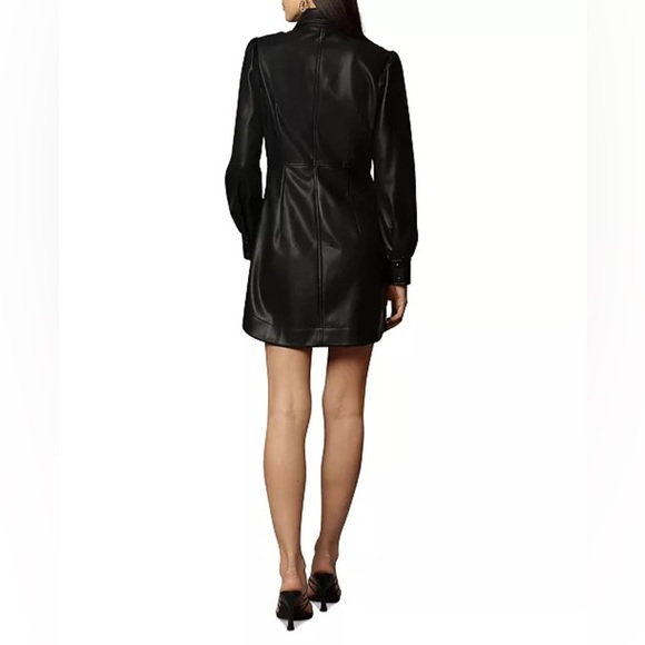 Avec Les Filles - Women's Faux-Leather Collared Shirtdress - L - Picture 3 of 7
